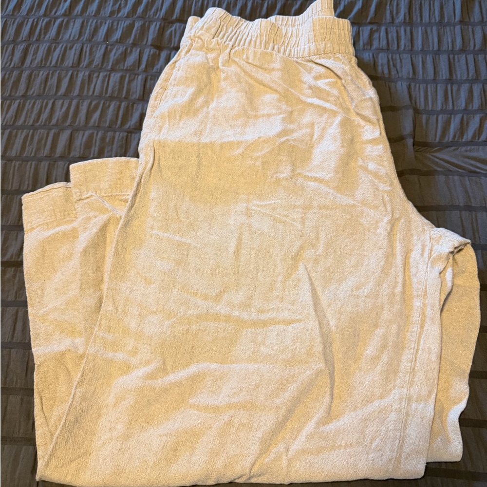 Old Navy Tan Linen Wide-Leg Pant